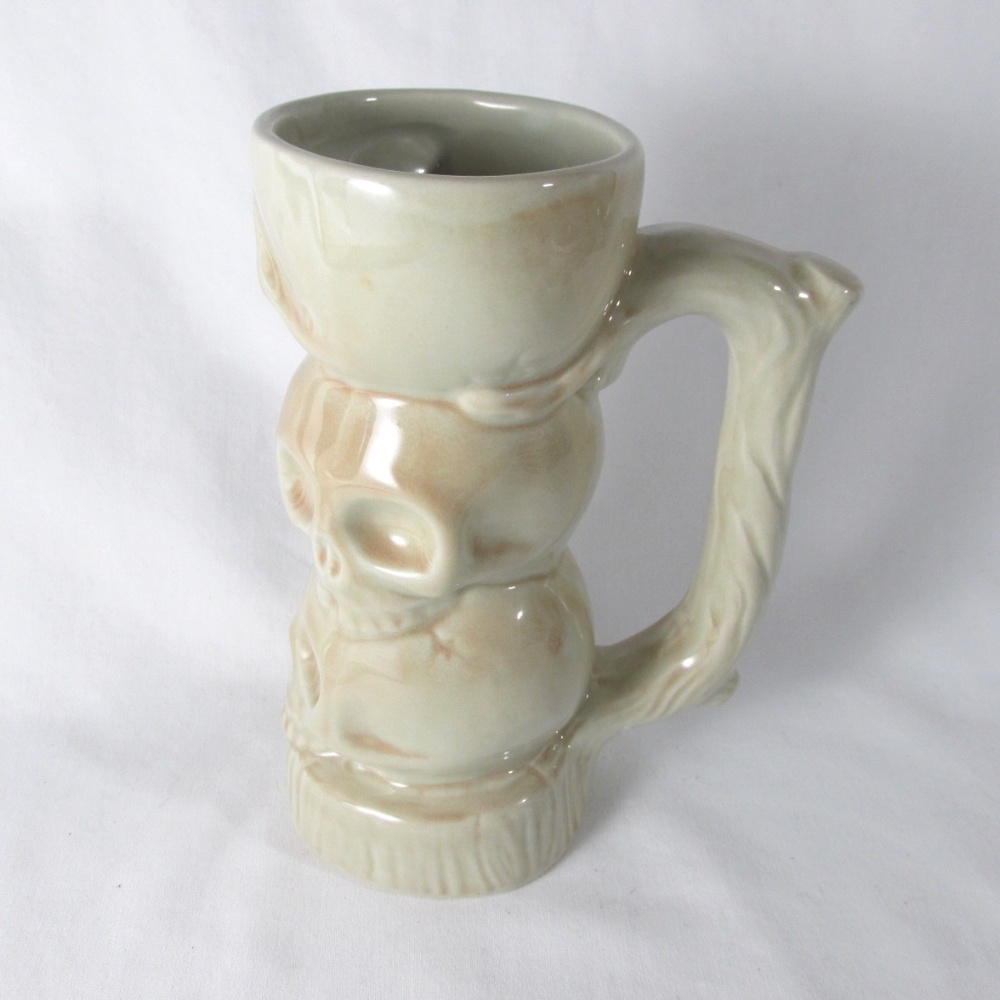 Tiki Farm Squid Triple Header Skull Tiki Mug w Handle 15oz 2006 EUC Ceramic